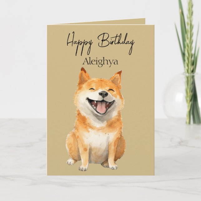 Tarjeta Shiba Inu riendo personalizado (Anverso)