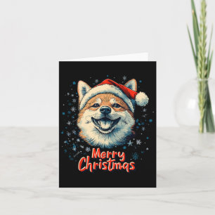 Tarjeta Shiba Inu Santa Hat Feliz Navidad Perro amante