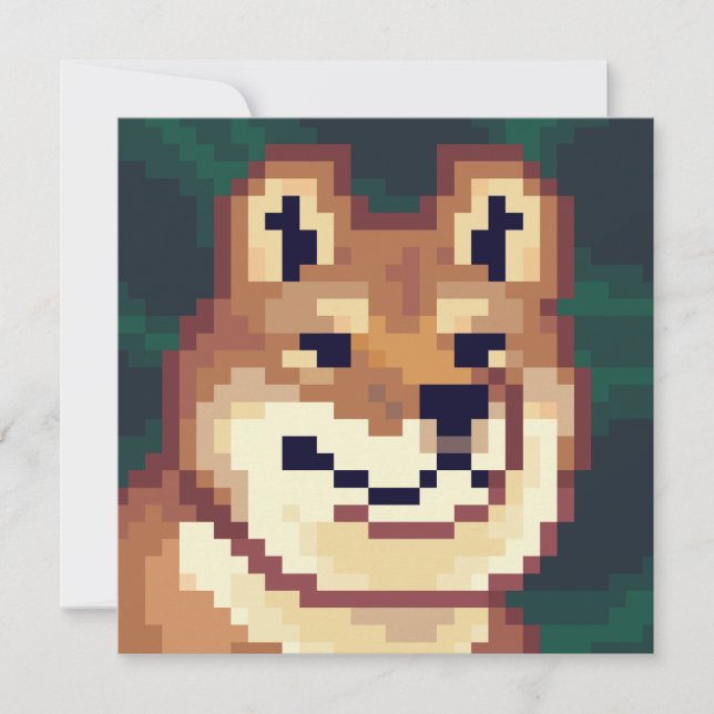 Tarjeta Shiba pixelart, Pixel Art, kaart (Anverso)