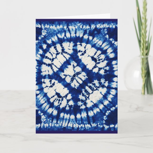 Tarjeta Shibori Tie Dye Mar del Sur Indigo Batik (Anverso)