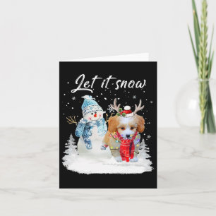 Tarjeta Shih Poo Santa Dog Navidades Snowman Xmas Pajama 1