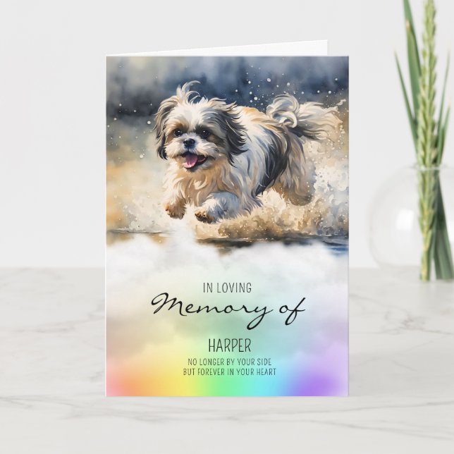 Tarjeta Shih tzu acuarela mascota de perras simpatía (Anverso)