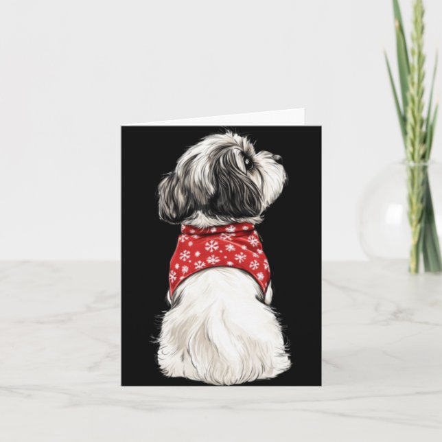 Tarjeta Shih Tzu Christmas Lights Dog Lover Xmas Pajama Pu (Anverso)