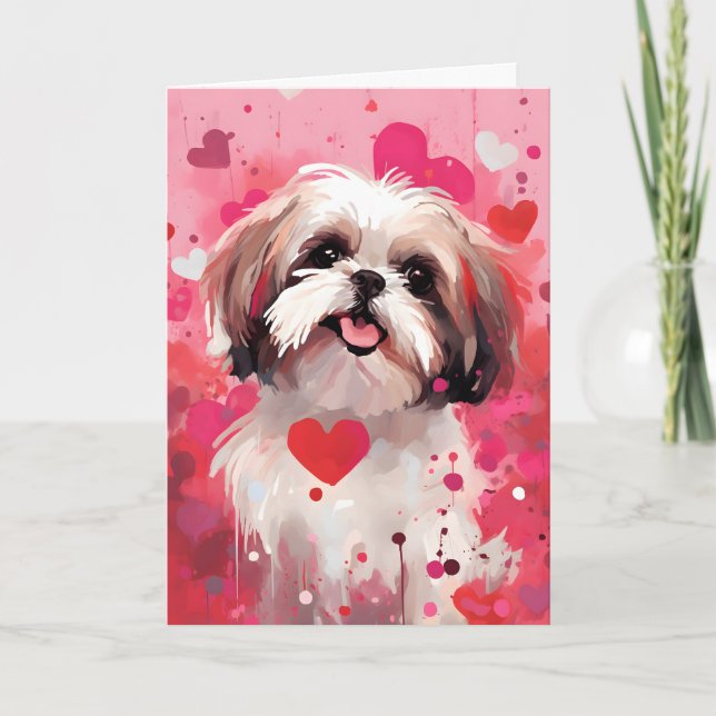 Tarjeta Shih Tzu Día de San Valentín (Anverso)