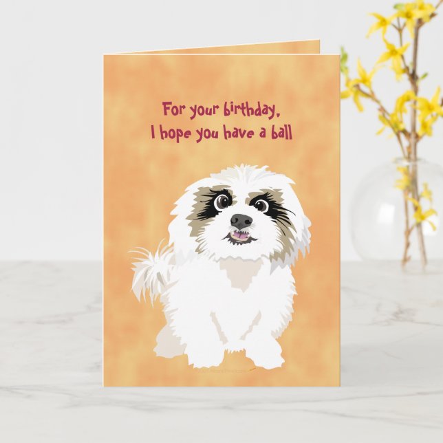 Tarjeta Shih Tzu Dog Cumpleaños gracioso para el dueño del (flor amarilla)