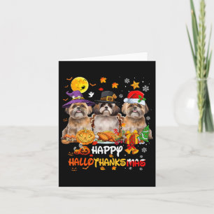 Tarjeta Shih Tzu Dog Happy Halloween Acción de Gracias Mer