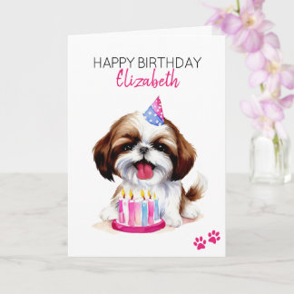 Tarjeta Shih Tzu Dog Personalizado Feliz Cumpleaños