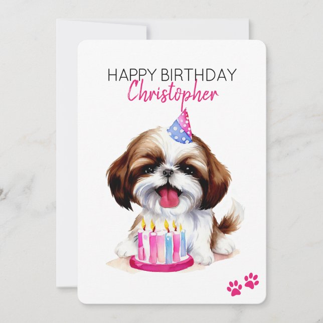 Tarjeta Shih Tzu Dog Personalizado Feliz Día de Aniversari (Anverso)