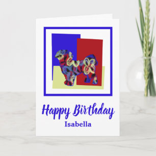 Tarjeta Shih Tzu Dog Silhouette Rojo Azul Amarillo Cumplea