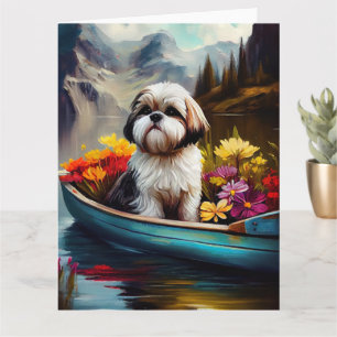 Tarjeta Shih Tzu en una paleta: Una aventura escénica