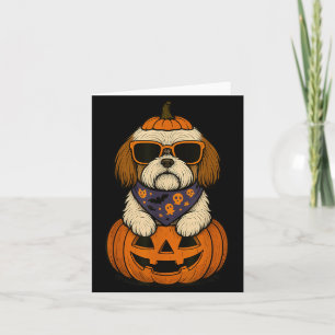 Tarjeta Shih Tzu espeluznante de calabaza de Halloween Ama