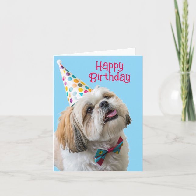 Tarjeta Shih Tzu Feliz Cumpleaños (Anverso)