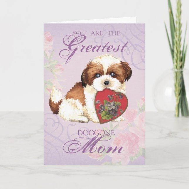 Tarjeta Shih Tzu Heart Mom (Anverso)