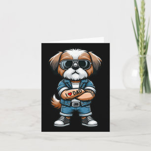 Tarjeta Shih Tzu I Love Dad Funny Dog Tattoo