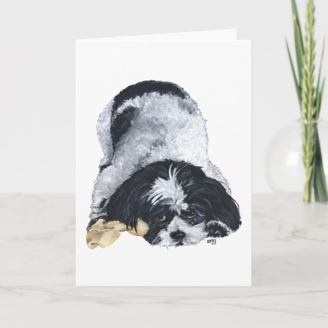 Tarjeta Shih Tzu juguetón (Anverso)