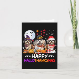 Tarjeta Shih Tzu Navidades de perros felices Hallothankmas