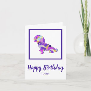 Tarjeta Shihpoo Dog Silhouette Cute Purple PY&B Cumpleaños