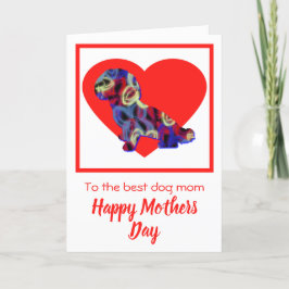 Tarjeta Shihpoo Silhouette Dog Red Heart Mother's 