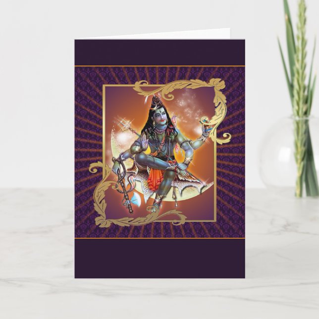 Tarjeta Shiva - resplandor de la puesta del sol - tarjeta, (Anverso)