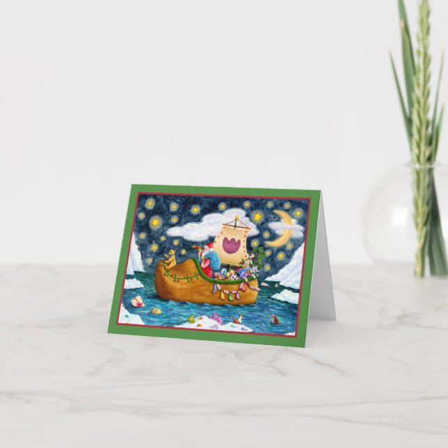 Tarjeta SHOCH SHOE SANTA SHIP, ICEBERG, WHALE, TEDDY Blank (Anverso)