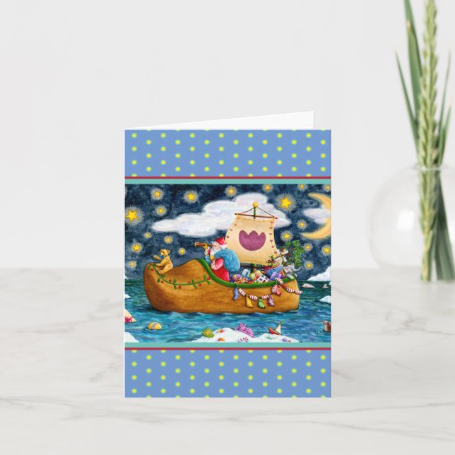 Tarjeta SHOCH SHOE SANTA SHIP, ICEBERG, WHALE, TEDDY Blank (Anverso)