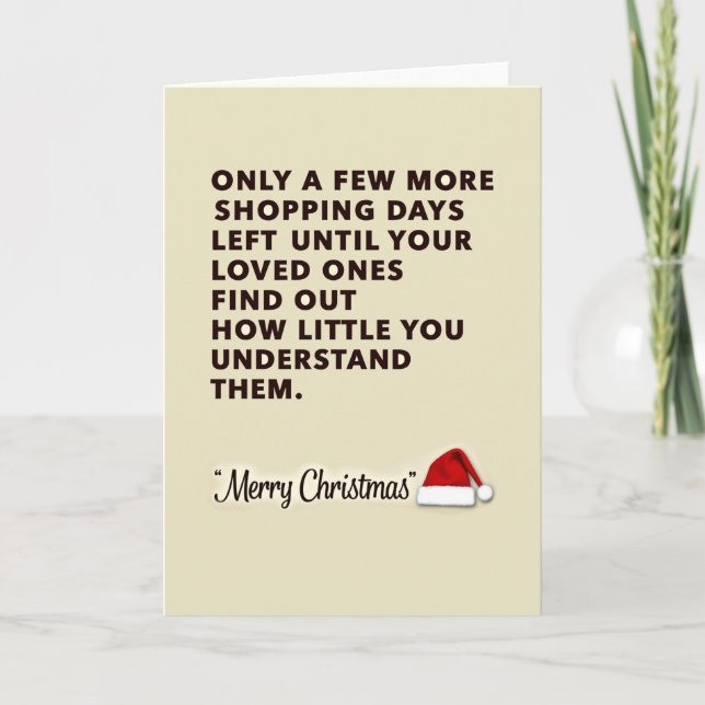 Tarjeta Shopping Days Left Funny Sarcastic Christmas Card (Anverso)