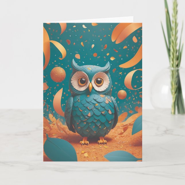 Tarjeta Shy owl suddenly Birthday (Anverso)
