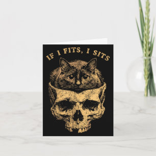 Tarjeta Si cabe me siento calavera de gato negro humor mem