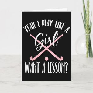 Tarjeta Sí, juego como una chica, quiero una lección de ho