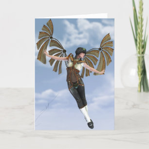 Tarjeta Si pudiera volar Steampunk Notecard
