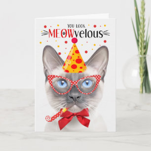 Tarjeta Siamés Punto Lilac Cat MEOWvelous Cumpleaños