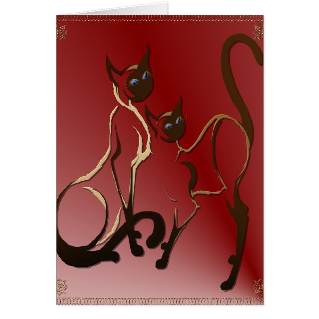 Tarjeta siamesa de 2 gatitos (Frente)