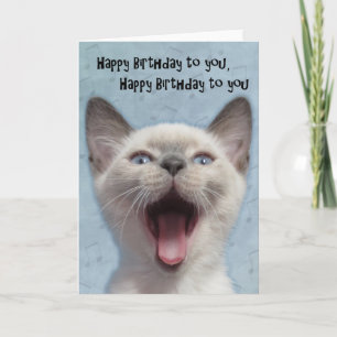 Tarjeta siamesa del gatito del feliz cumpleaños