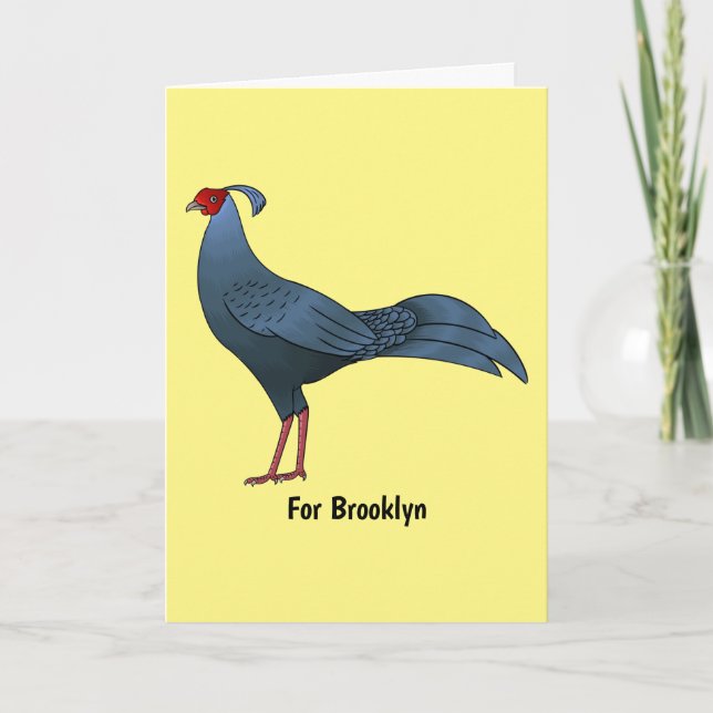 Tarjeta Siamese fireback bird cartoon illustration  (Anverso)