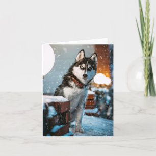 Tarjeta Siberian Husky Dog Lover Navidades de vaca