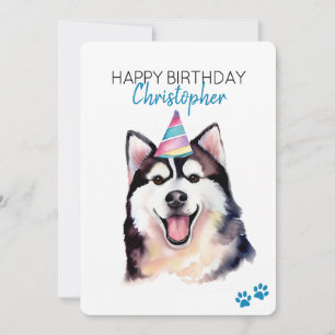 Tarjeta Siberian Husky Dog Personalizado Feliz Cumpleaños