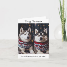Tarjeta Siberian Husky Dogs Navidades