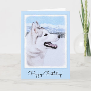 Tarjeta Siberian Husky (Silver and White) Painting Dog Art