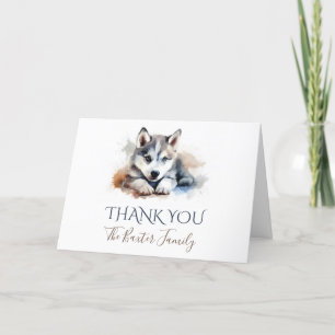 Tarjeta Siberian Husky Watercolor de agradecimient