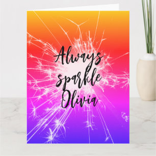 Tarjeta Siempre Brilla Motivacional Rosa con nombre person