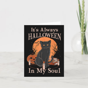 Tarjeta Siempre es Halloween en mi Alma Calabaza Gato Dive