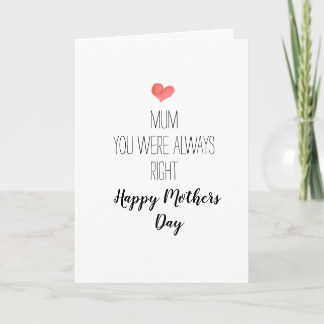 Tarjeta siempre tenías razón, , Día de la Madre (Anverso)