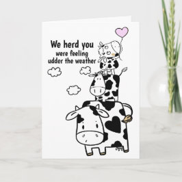 Tarjeta Siéntete mejor pronto con el tema de las vacas div