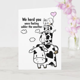Tarjeta Siéntete mejor pronto con el tema de las vacas div