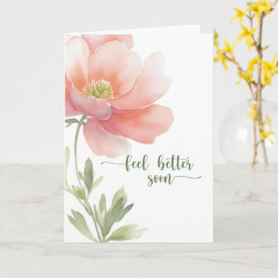 Tarjeta Siéntete Mejor Pronto Elegante Flor De Acuarela Gr