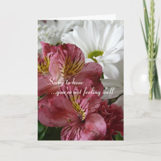 Tarjeta Siento oír que no te sientes bien/flores