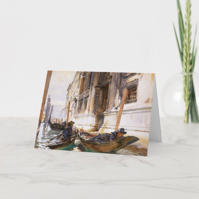 Tarjeta Siesta de Gondoliers por John Singer Sargent (Anverso)
