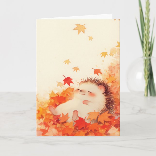 Tarjeta Siesta de Otoño del Erizo (Anverso)