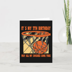 Tarjeta Siete años Feliz 7° cumpleaños de Baloncesto
