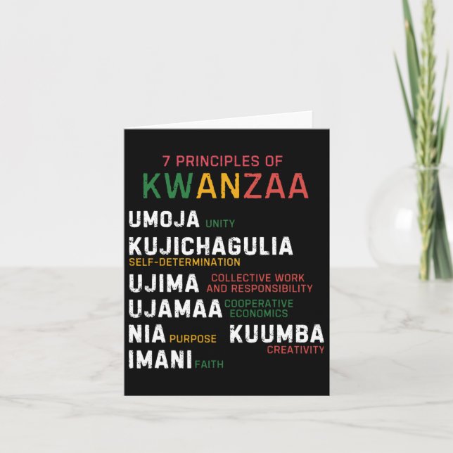 Tarjeta Siete Principios De Kwanzaa Feliz Kwanzaa (Anverso)